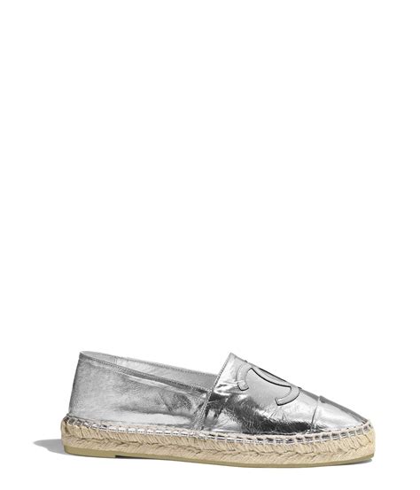 chanel espadrilles silver and black